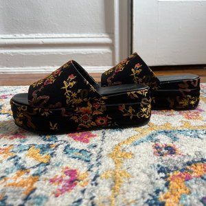 Free People Harbor Flatform Brocade Sandals Size: 7